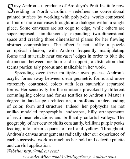 Article about Suzy Andron's Polytychs